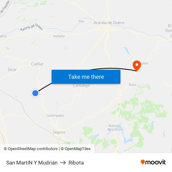 San Martí­N Y Mudrián to Ribota map