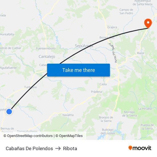 Cabañas De Polendos to Ribota map
