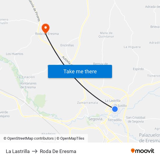 La Lastrilla to Roda De Eresma map