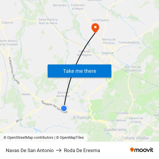 Navas De San Antonio to Roda De Eresma map