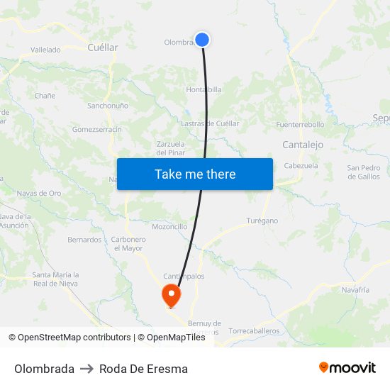 Olombrada to Roda De Eresma map