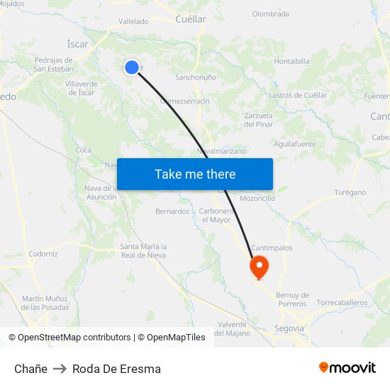 Chañe to Roda De Eresma map