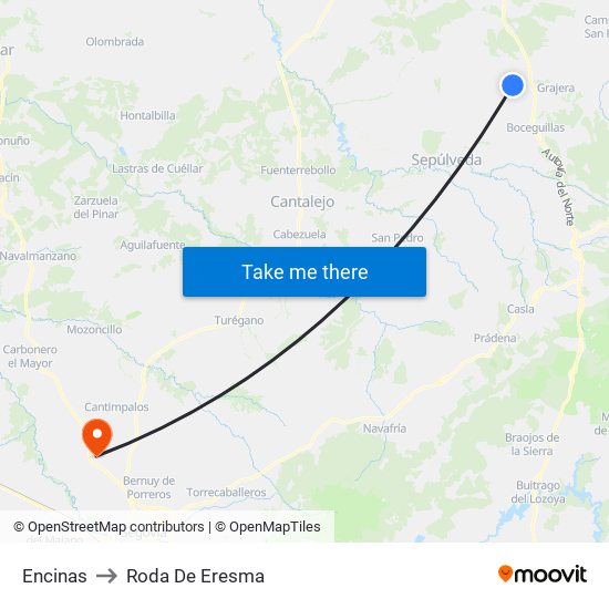 Encinas to Roda De Eresma map
