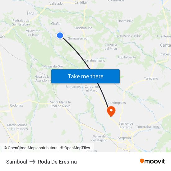 Samboal to Roda De Eresma map