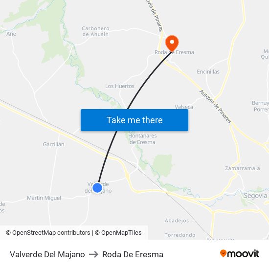 Valverde Del Majano to Roda De Eresma map