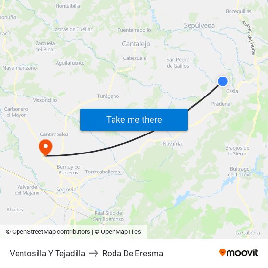 Ventosilla Y Tejadilla to Roda De Eresma map