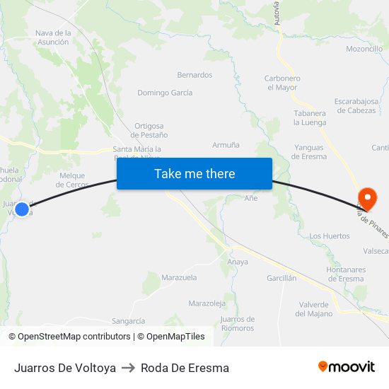 Juarros De Voltoya to Roda De Eresma map