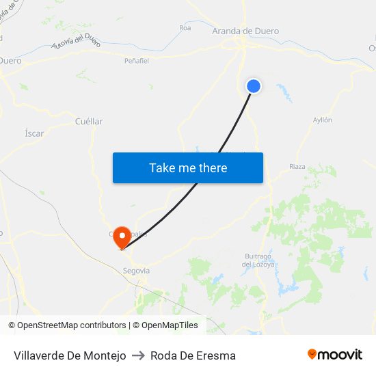 Villaverde De Montejo to Roda De Eresma map