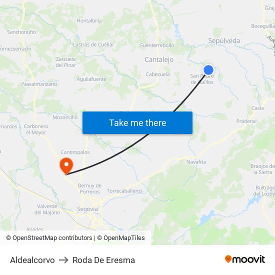 Aldealcorvo to Roda De Eresma map