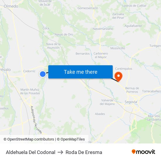 Aldehuela Del Codonal to Roda De Eresma map