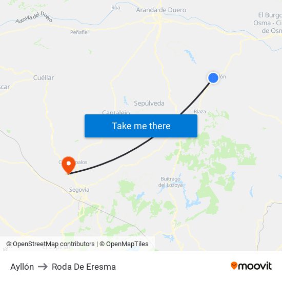 Ayllón to Roda De Eresma map