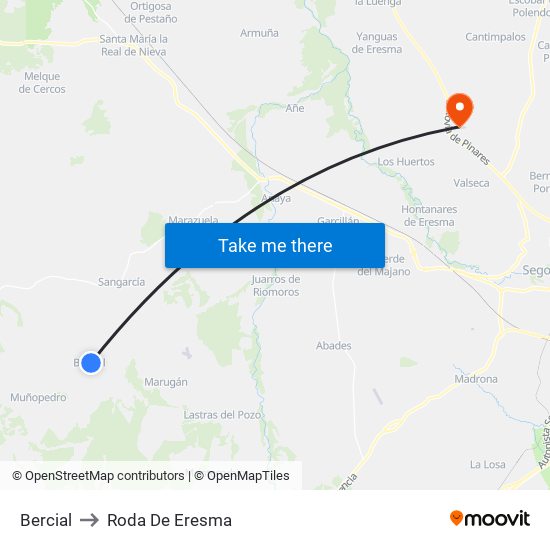 Bercial to Roda De Eresma map