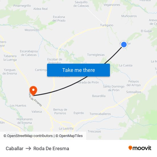 Caballar to Roda De Eresma map