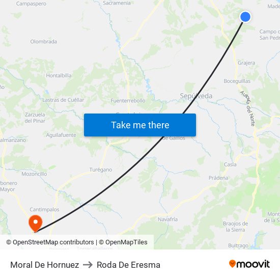 Moral De Hornuez to Roda De Eresma map