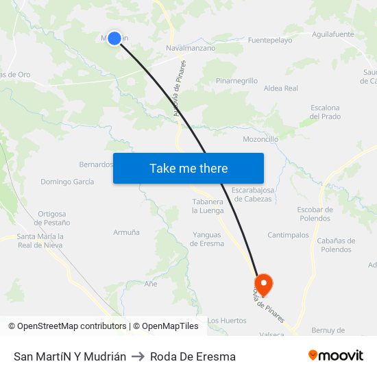 San Martí­N Y Mudrián to Roda De Eresma map