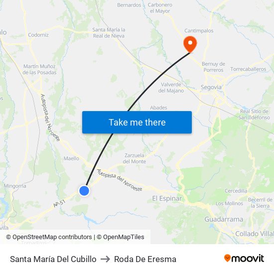 Santa María Del Cubillo to Roda De Eresma map