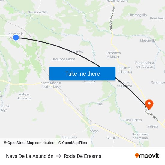 Nava De La Asunción to Roda De Eresma map