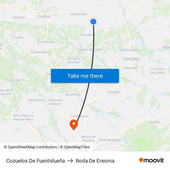 Cozuelos De Fuentidueña to Roda De Eresma map