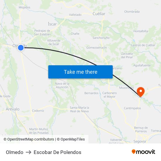 Olmedo to Escobar De Polendos map