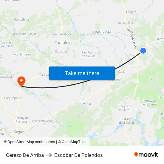 Cerezo De Arriba to Escobar De Polendos map