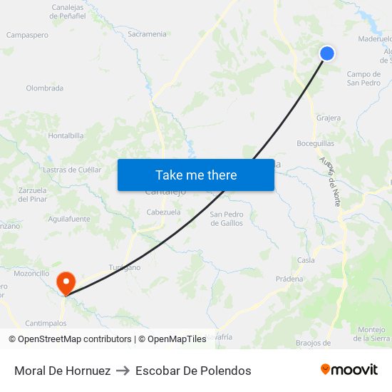 Moral De Hornuez to Escobar De Polendos map
