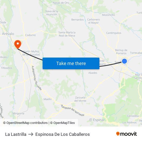 La Lastrilla to Espinosa De Los Caballeros map