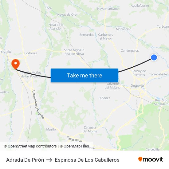 Adrada De Pirón to Espinosa De Los Caballeros map