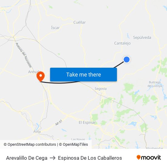 Arevalillo De Cega to Espinosa De Los Caballeros map