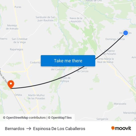 Bernardos to Espinosa De Los Caballeros map