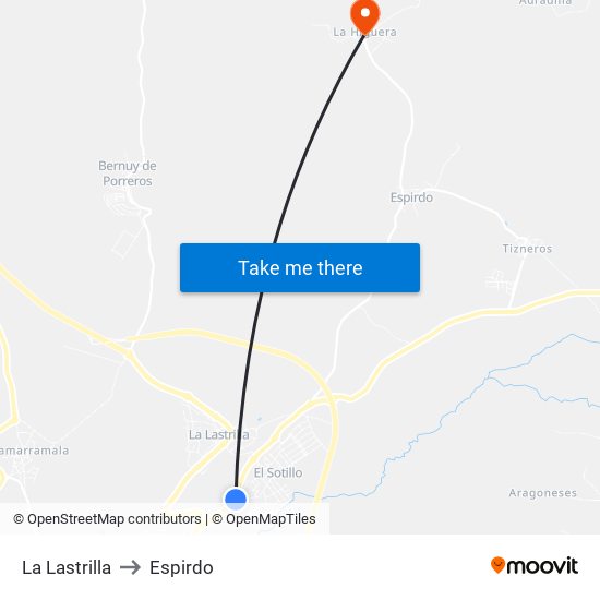 La Lastrilla to Espirdo map