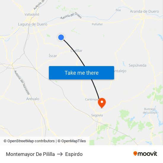 Montemayor De Pililla to Espirdo map