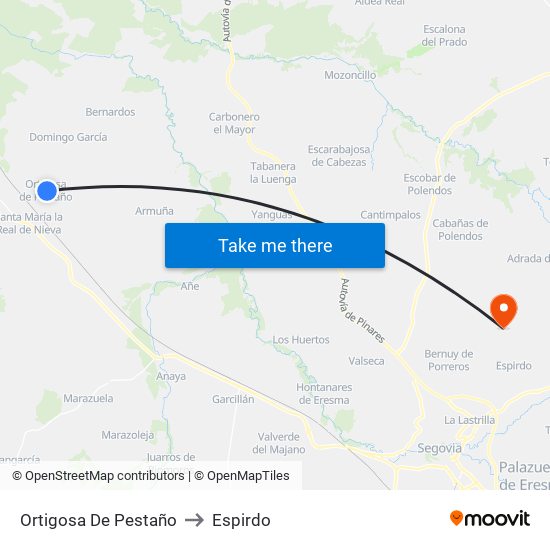Ortigosa De Pestaño to Espirdo map