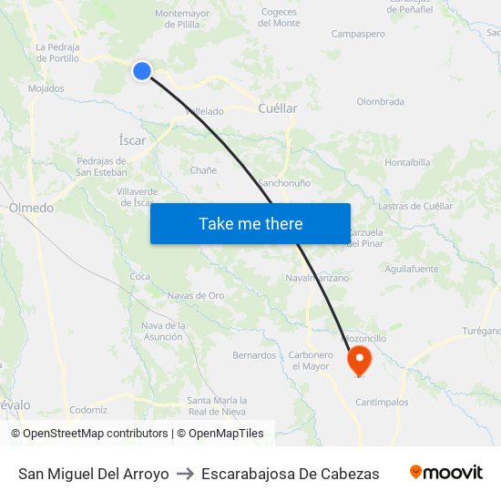 San Miguel Del Arroyo to Escarabajosa De Cabezas map
