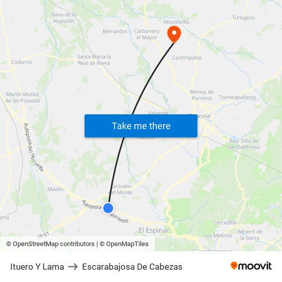 Ituero Y Lama to Escarabajosa De Cabezas map