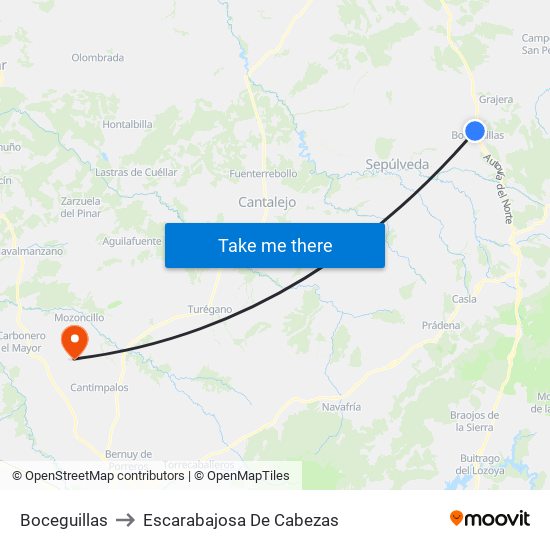 Boceguillas to Escarabajosa De Cabezas map