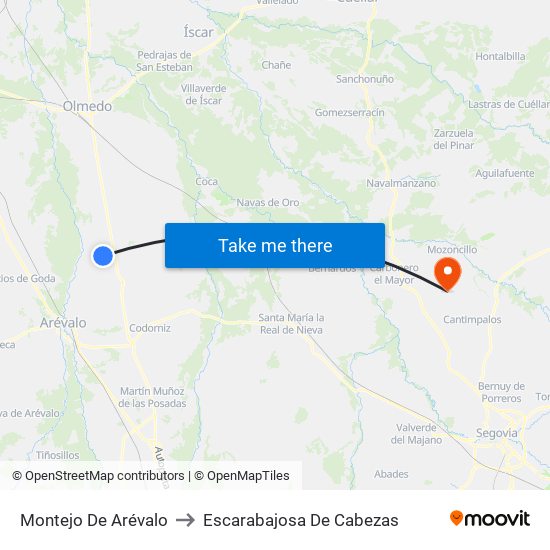 Montejo De Arévalo to Escarabajosa De Cabezas map