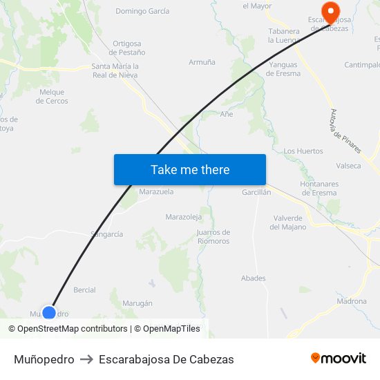 Muñopedro to Escarabajosa De Cabezas map
