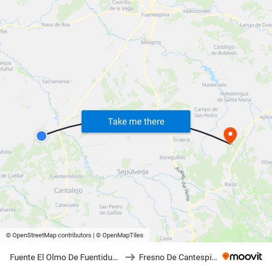 Fuente El Olmo De Fuentidueña to Fresno De Cantespino map