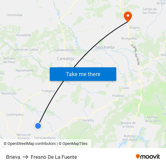 Brieva to Fresno De La Fuente map