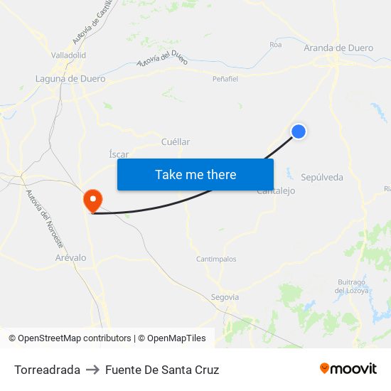 Torreadrada to Fuente De Santa Cruz map