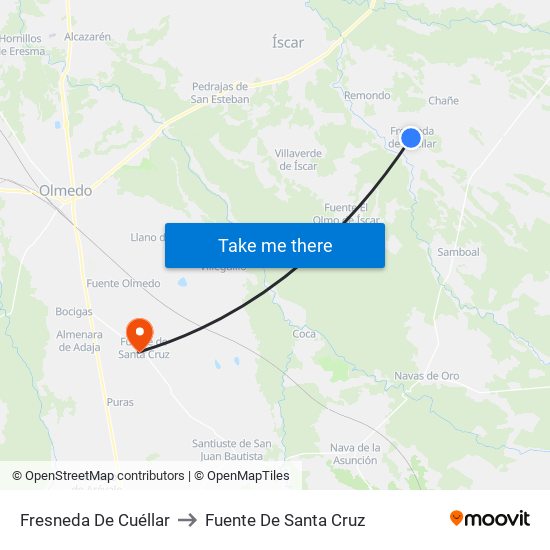 Fresneda De Cuéllar to Fuente De Santa Cruz map