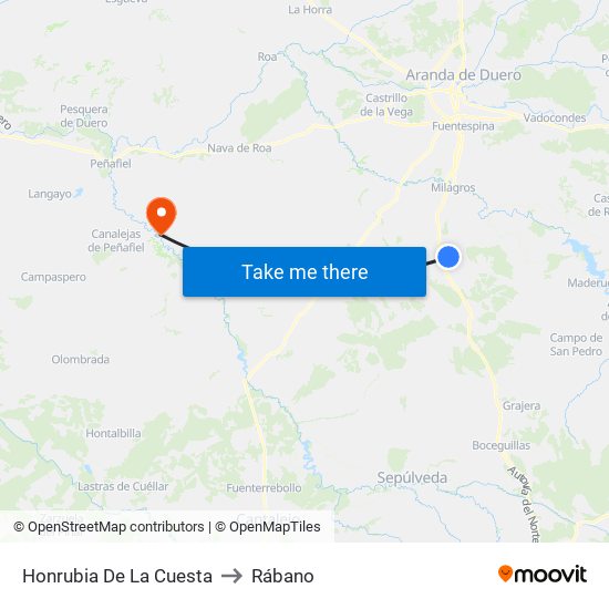 Honrubia De La Cuesta to Rábano map