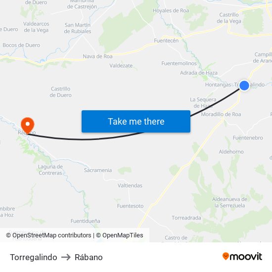 Torregalindo to Rábano map