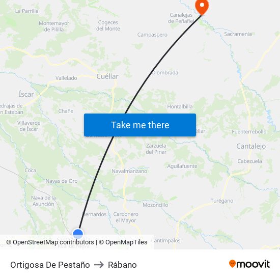 Ortigosa De Pestaño to Rábano map