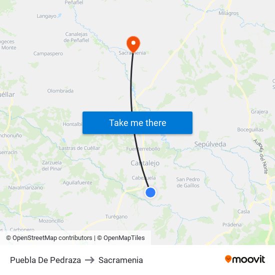 Puebla De Pedraza to Sacramenia map