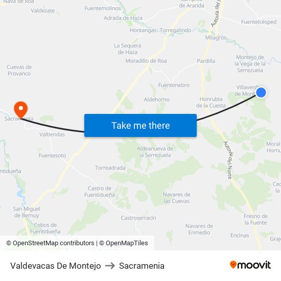 Valdevacas De Montejo to Sacramenia map