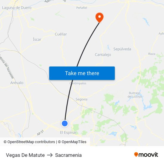 Vegas De Matute to Sacramenia map