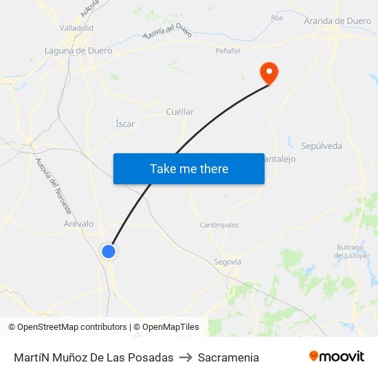 Martí­N Muñoz De Las Posadas to Sacramenia map
