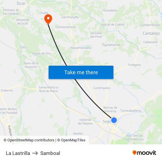 La Lastrilla to Samboal map