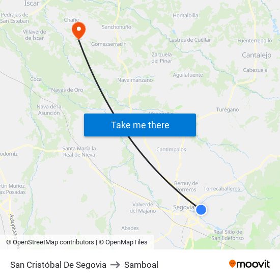 San Cristóbal De Segovia to Samboal map